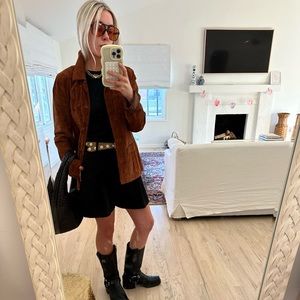 New Frontier Brown Suede Leather Jacket Size S